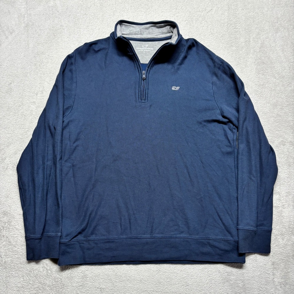 Vineyard Vines Pullover Mens L Pima Cotton Quarter-Zip Navy Blue